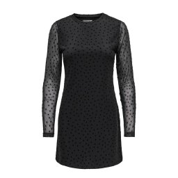 ONLY Rochie Onlnova L/S Mesh Short 15380361 C-N10 black/743 black dots