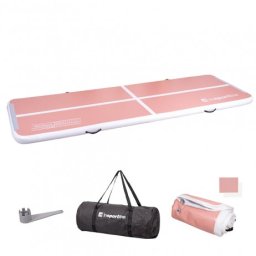 Saltea gonflabila gimnastica inSPORTline Airstunt 400 x 100 x 10 cm, Roz Coral