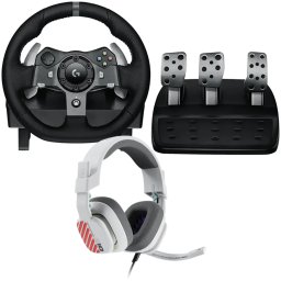 Set Volan Gaming si Pedale Logitech G920 + Casti Gaming Astro A10 pentru Xbox Seria X/S / Xbox One / PC Negru/Alb