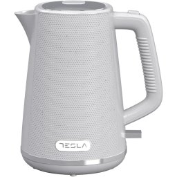 Fierbător electric TESLA KT400GX, 1.7L, 2200W, Oprire automată, LED, Bază rotativă 360°, White/Gray