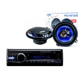 Sistem auto Pachet Radio MP3 player auto PNI Clementine 8524BT 4x45w + Difuzoare auto coaxiale PNI HiFi500, 100W, 12.7 cm