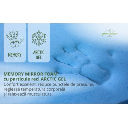 Topper 200x130x3 cm Spuma Memory cu particule Arctic Gel, lana si husa bumbac pentru pat