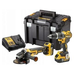 Set 2 mașini DeWalt DCK2020P2T – polizor și mașină de găurit, 18 V 5 Ah