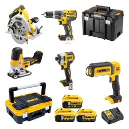 Set 4 mașini și lanternă DeWalt DCK500P3T – 3 acumulatori XR 18 V, valize TSTAK
