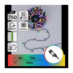 Aigostar - Ghirlandă LED pentru exterior de Crăciun 750xLED/8 funcții 78m IP44 multicolor
