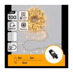 Aigostar - LED Ghirlandă luminoasă de exterior pentru Crăciun 100xLED/8 funcții 5,3m IP44 alb cald