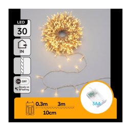 Aigostar - Ghirlandă de Crăciun cu LED 30xLED/3xAA 3,3m alb cald