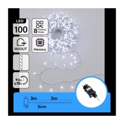 Aigostar - Ghirlandă LED de exterior pentru Crăciun 100xLED/8 funcții 5,3m IP44 alb rece