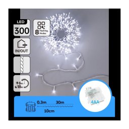 Aigostar-LED Instalație luminoasă de Crăciun pentru exterior 300 LED-uri/8 funcții 4xAA 30 m IP44 alb rece