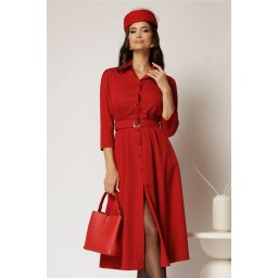 Rochie DY Fashion midi rosie tip camasa cu inchidere cu nasturi