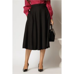Fusta DY Fashion midi clos neagra si curea in talie