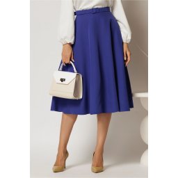 Fusta DY Fashion midi clos albastra si curea in talie