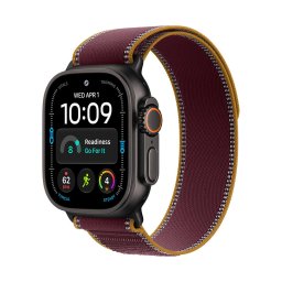 Apple Watch Ultra 4 GPS + Cellular, 49 mm, carcasa din titan negru, bratara Burgundy Trail Loop, marime M/L