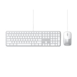 Set tastatura si mouse Satechi Slim CLX3, cu fir, USB-C, layout US, argintiu