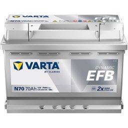 Baterie auto VARTA Dynamic EFB N70 570500076K262 · 12 V, 70 Ah, 760 A, 278x175x190 mm