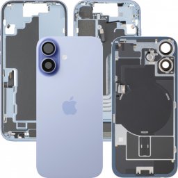 Capac Baterie Apple iPhone 17, Cu Carcasa Mijloc, Full Parts, Albastru (Mist Blue), Swap Premium