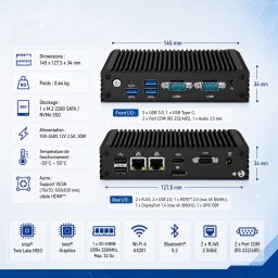 Mini PC Fanless V3-2C2L industrial Intel N100, 16GB RAM, 256GB M.2 2280 , functionare 24/7, VESA, Win11Pro