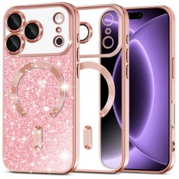 Husa iPhone 18 Pro, iPhone17 Pro Silicon Magsafe Sclipici Roz