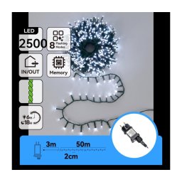 Aigostar - Ghirlandă LED de Crăciun pentru exterior 2500xLED/8 funcții 53m IP44 alb rece