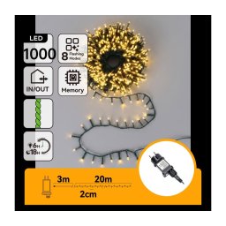 Aigostar - LED ghirlandă de Crăciun pentru exterior 1000xLED/8 funcții 23m IP44 alb cald