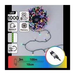 Aigostar - Instalație LED de exterior pentru Crăciun, 1000 LED-uri / 8 funcții, 103 m, IP44, multicoloră