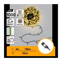 Aigostar - Instalație luminoasă de Crăciun pentru exterior, 1000 LED/8 funcții, 103 m, IP44, alb cald