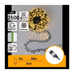 Aigostar - Ghirlandă LED de Crăciun pentru exterior 2500 LED/8 funcții 53 m IP44 alb cald