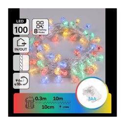Aigostar - Ghirlandă LED de exterior pentru Crăciun 100xLED/8 funcții 3xAA 10,3m IP44 multicolor