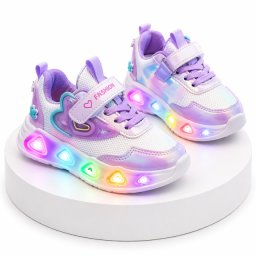 Adidasi sidefati cu luminite - Purple hearts