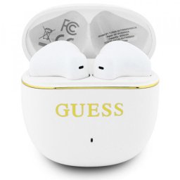 Casti Bluetooth Guess Glossy Gold Line Classic, TWS, Alb