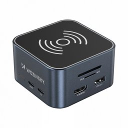 Hub Multifunctional WZK WHBC09Y8S, 12in1, 1 x HDMI - 4 x USB-A - 2 x USB-C - 1 x RJ45 - 1 x SD - 1 x microSD - 2 x Jack 3.5 mm, Gri