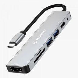 Hub USB-C Techsuit H5 TurboChargeX, 6in1, 2 x USB - 1 x USB-C - 1 x HDMI - 1 x SD - 1 x microSD, Gri