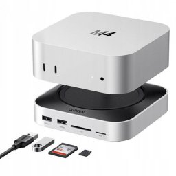 Hub Multifunctional GREEN CM841 (65487) pentru Apple Mac Mini M4, 2 x USB-C 3.2 - 3 x USB-A 3.2 - 2 x USB-A 3.0 - SD - microSD - slot M.2 NVMe, Negru