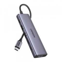 Hub USB-C UGREEN CM511 (75586), 6in1, 2 x USB-A 3.2 - 2 x USB-C 3.2 - 1 x USB-C PD - 1 x DisplayPort, Gri