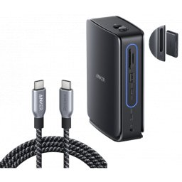 Hub Multifunctional Anker 13in1, 3 x USB-C - 3 x USB-A - 2 x HDMI - 1 x DisplayPort - 1 x RJ45 - 1 x SD - 1 x microSD - 1 x Jack 3.5 mm, Gri A83C3311