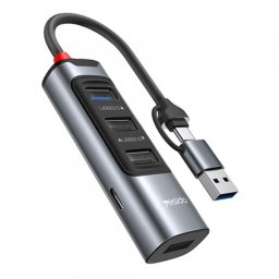 Hub USB / USB-C Yesido HB20, 5in1, 1 x USB 3.0 - 2 x USB 2.0 - 1 x USB-C PD, Gri