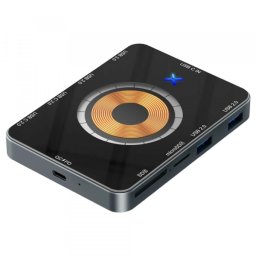 Hub USB-C cu Incarcare Wireless QI OEM YC7209, 10in1, 1 x USB 3.0 - 3 x USB 2.0 - 2 x USB-C 2.0 - 1 x SD - 1 x microSD, Gri