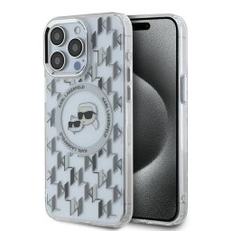 Husa MagSafe pentru Apple iPhone 15 Pro, Karl Lagerfeld, IML Monogram Karl & Choupette's Heads, Transparenta