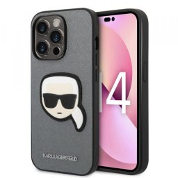 Husa pentru Apple iPhone 14 Pro, Karl Lagerfeld, Saffiano Karl's Head, Argintie