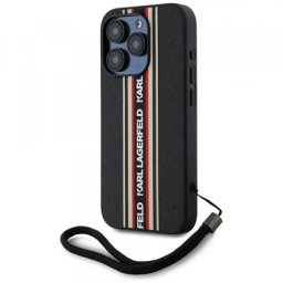 Husa pentru Apple iPhone 15 Pro Max, Karl Lagerfeld, Saffiano Athleisure Stripes with Strap, Rosie
