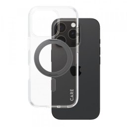 Husa MagSafe pentru Apple iPhone 16 Pro, PanzerGlass, Care Feature Kickstand, Transparenta Neagra