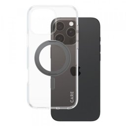 Husa MagSafe pentru Apple iPhone 16 Pro Max, PanzerGlass, Care Feature Kickstand, Transparenta Neagra