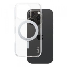 Husa MagSafe pentru Apple iPhone 16 Pro, PanzerGlass, Care Feature Kickstand, Transparenta Argintie