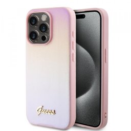 Husa pentru Apple iPhone 15 Pro Max, Guess, Iridescent Metal Script, Roz