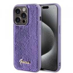 Husa pentru Apple iPhone 15 Pro, Guess, Sequin Script Metal, Mov