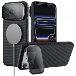Husa MagSafe pentru Apple iPhone 18 Pro Max / 17 Pro Max, Nillkin, CamShield Prop, Neagra