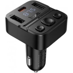 Modulator FM Bluetooth Hoco E87, 2 x USB-A - 1 x USB-C, Negru