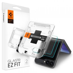 Folie de protectie Ecran Exterior Spigen GlastR EZ FIT pentru Samsung Galaxy Z Flip6 F741, Sticla Securizata, Full Glue, Set 2 bucati AGL07972