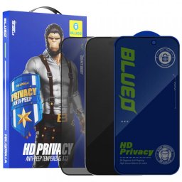 Folie de protectie Ecran Privacy Blueo Anti-Peep pentru Apple iPhone 15 Plus, Sticla Securizata, Full Glue