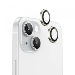 Folie de protectie Camera Spate Blueo Metal Frame pentru Apple iPhone 15 Plus / 15, Sticla Securizata, Galbena